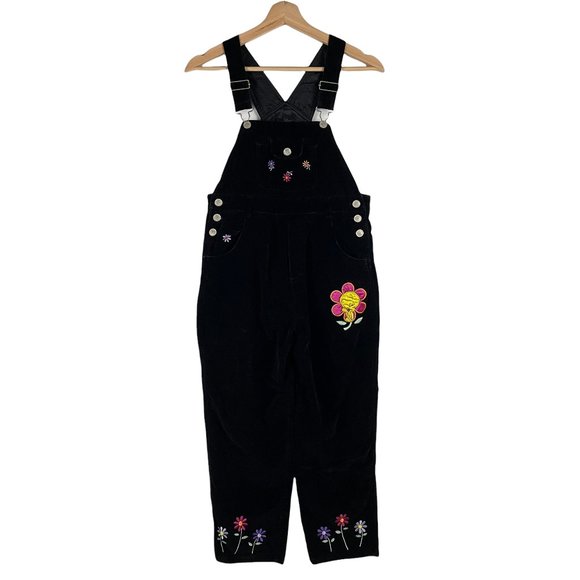 GIRLS VINTAGE 1998 LOONEY TUNES BLACK VELVET TWEETY BIRD BIB OVERALLS SIZE 10/12 - Picture 1 of 12
